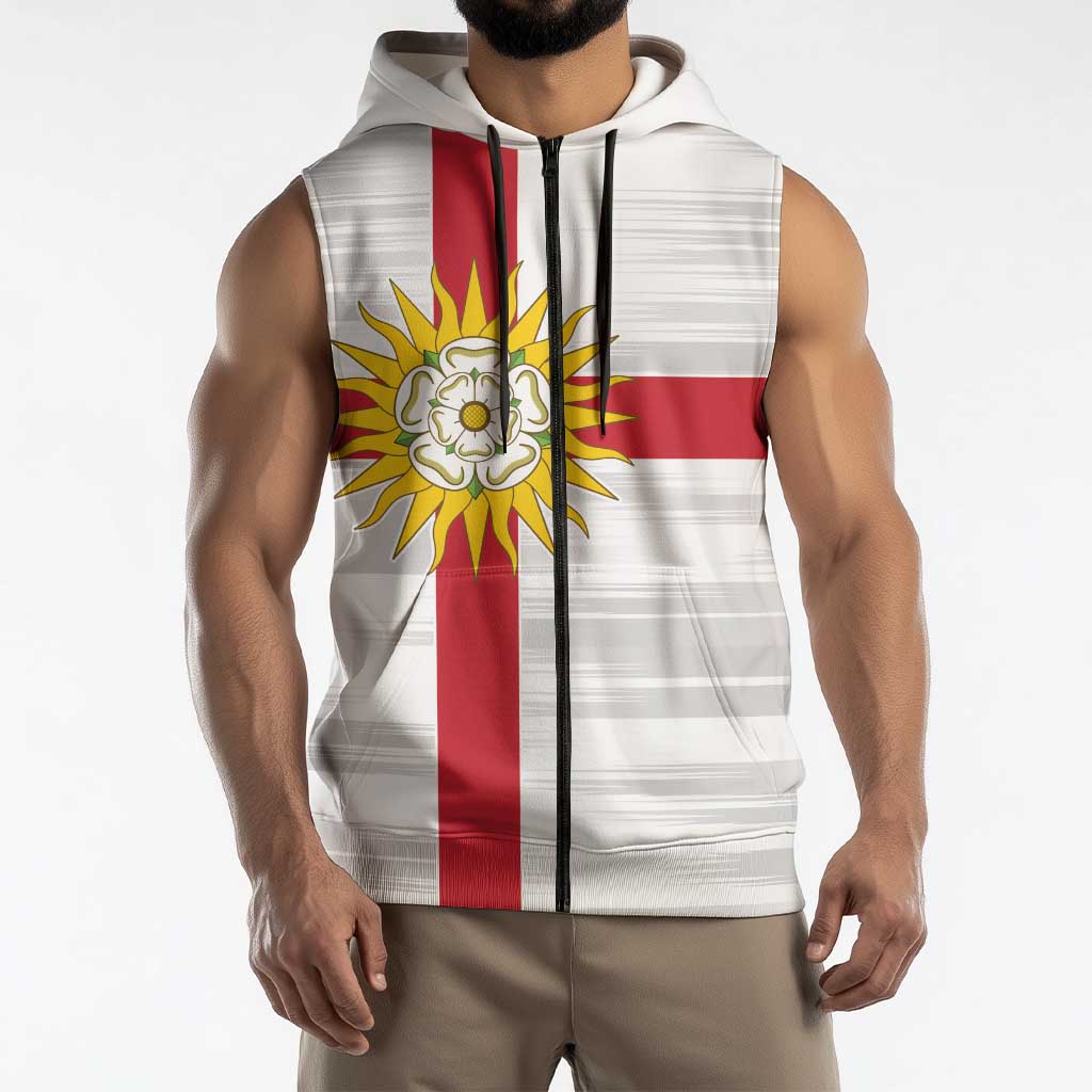 Yorkshire Heritage Personalized Sleeveless Zip Hoodie West Yorkshire White Rose - Wonder Print Shop
