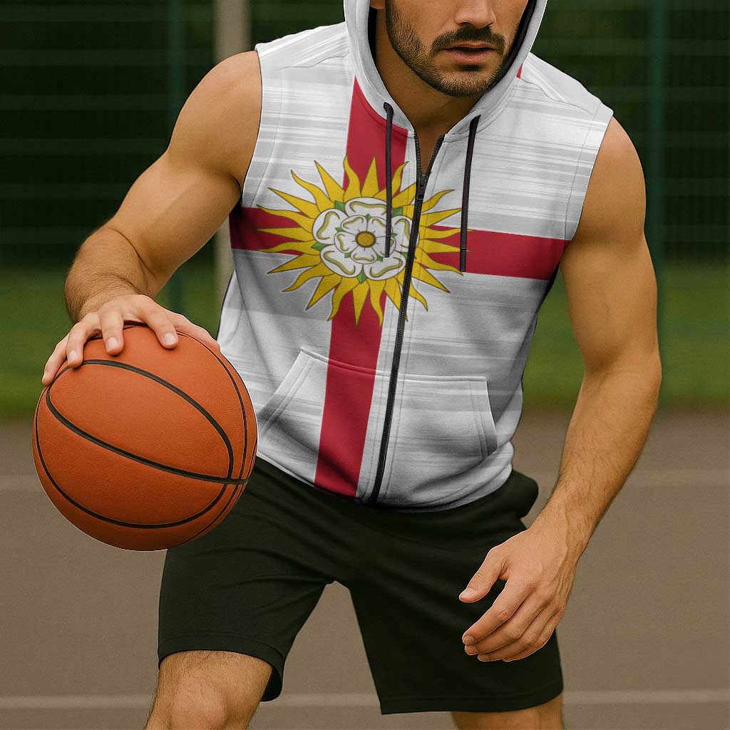 Yorkshire Heritage Personalized Sleeveless Zip Hoodie West Yorkshire White Rose - Wonder Print Shop