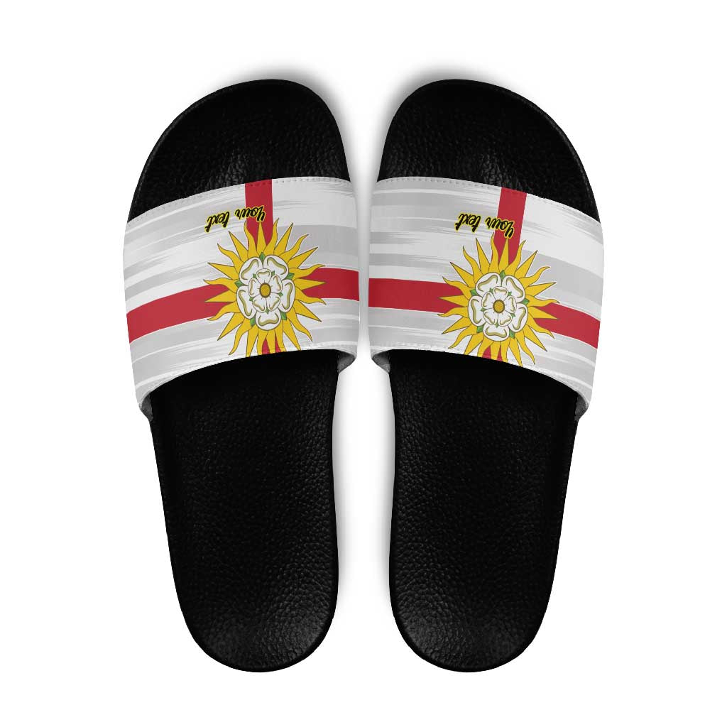 Yorkshire Heritage Personalized Slide Sandals West Yorkshire White Rose - Wonder Print Shop