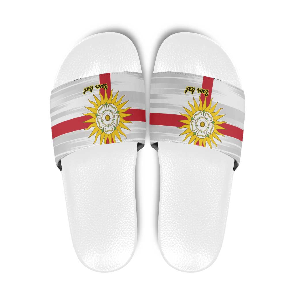 Yorkshire Heritage Personalized Slide Sandals West Yorkshire White Rose - Wonder Print Shop