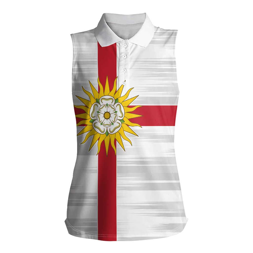 Yorkshire Heritage Personalized Women Sleeveless Polo Shirt West Yorkshire White Rose - Wonder Print Shop