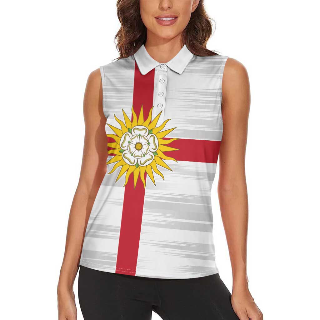 Yorkshire Heritage Personalized Women Sleeveless Polo Shirt West Yorkshire White Rose - Wonder Print Shop