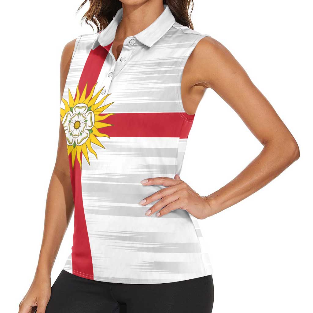 Yorkshire Heritage Personalized Women Sleeveless Polo Shirt West Yorkshire White Rose - Wonder Print Shop