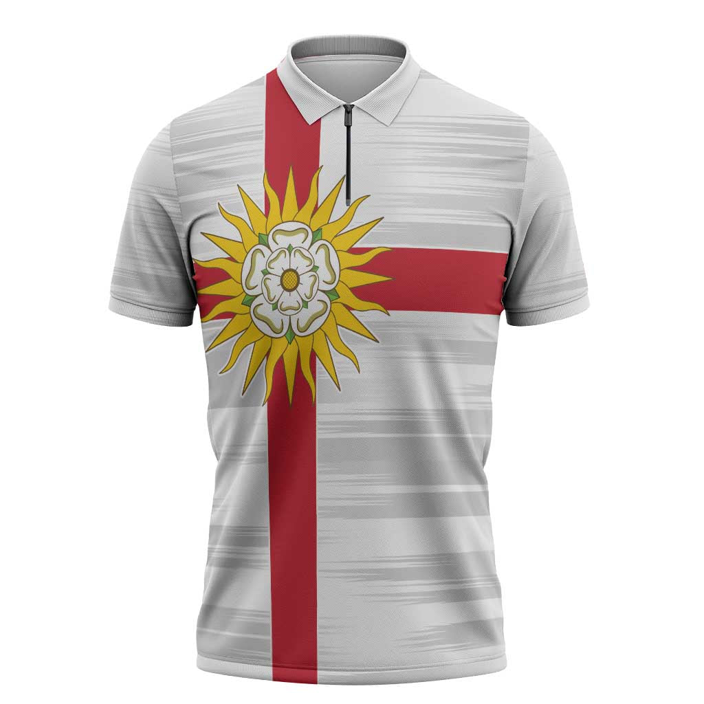Yorkshire Heritage Personalized Zipper Polo Shirt West Yorkshire White Rose - Wonder Print Shop