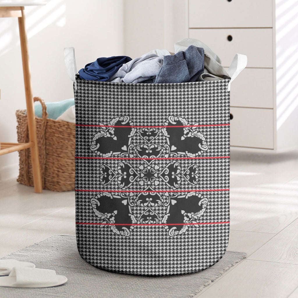 Charcoal Black Hearts Crown Traditional Geometry Laundry Basket Seanamarena Basotho Blanket Inspired
