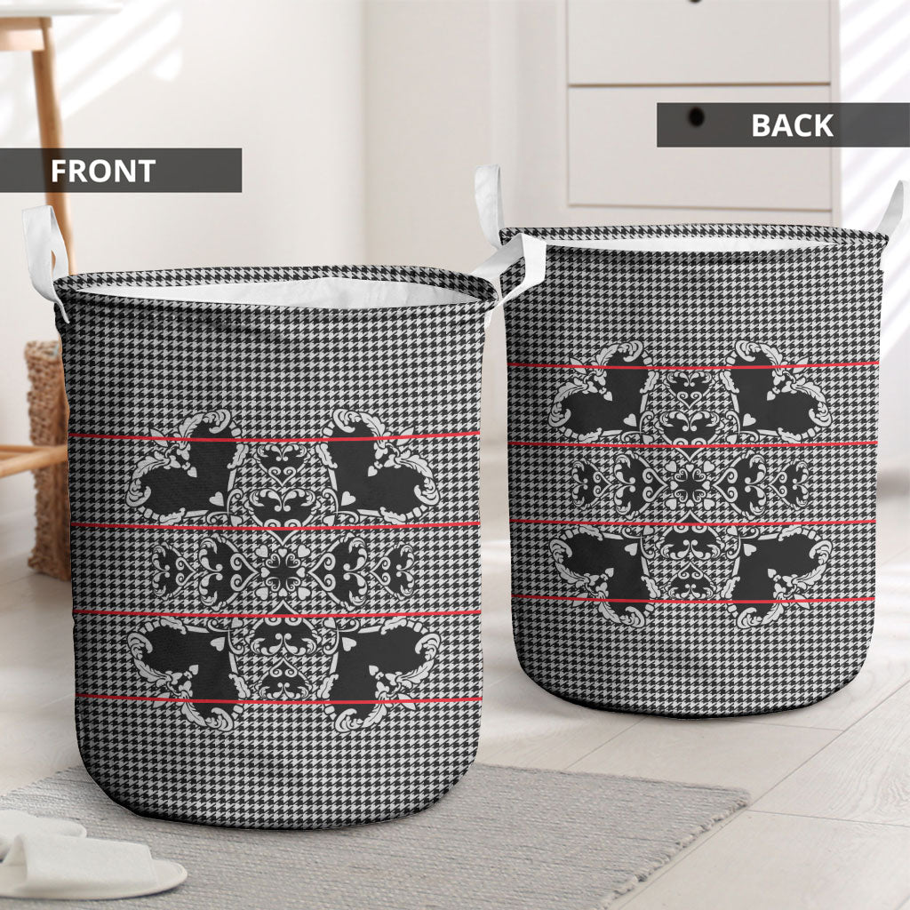 Charcoal Black Hearts Crown Traditional Geometry Laundry Basket Seanamarena Basotho Blanket Inspired