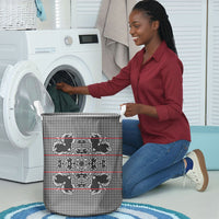 Charcoal Black Hearts Crown Traditional Geometry Laundry Basket Seanamarena Basotho Blanket Inspired