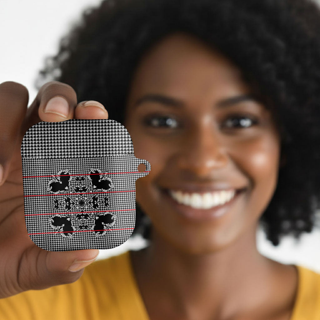 Charcoal Black Hearts Crown Traditional Geometry AirPods Case Seanamarena Basotho Blanket Inspired