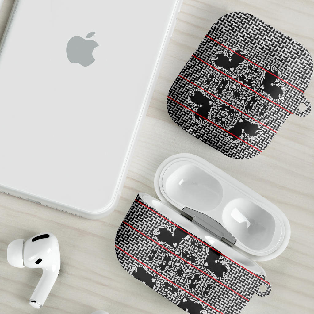Charcoal Black Hearts Crown Traditional Geometry AirPods Case Seanamarena Basotho Blanket Inspired