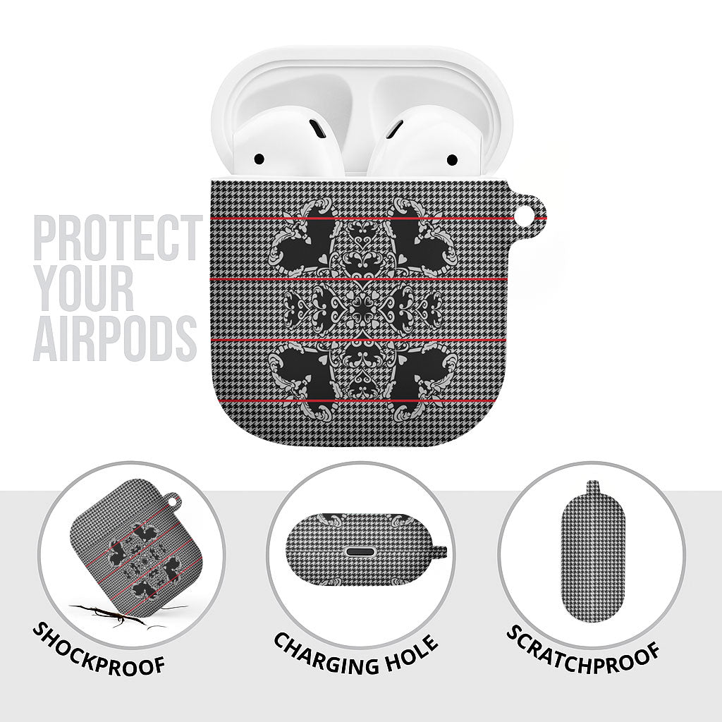 Charcoal Black Hearts Crown Traditional Geometry AirPods Case Seanamarena Basotho Blanket Inspired