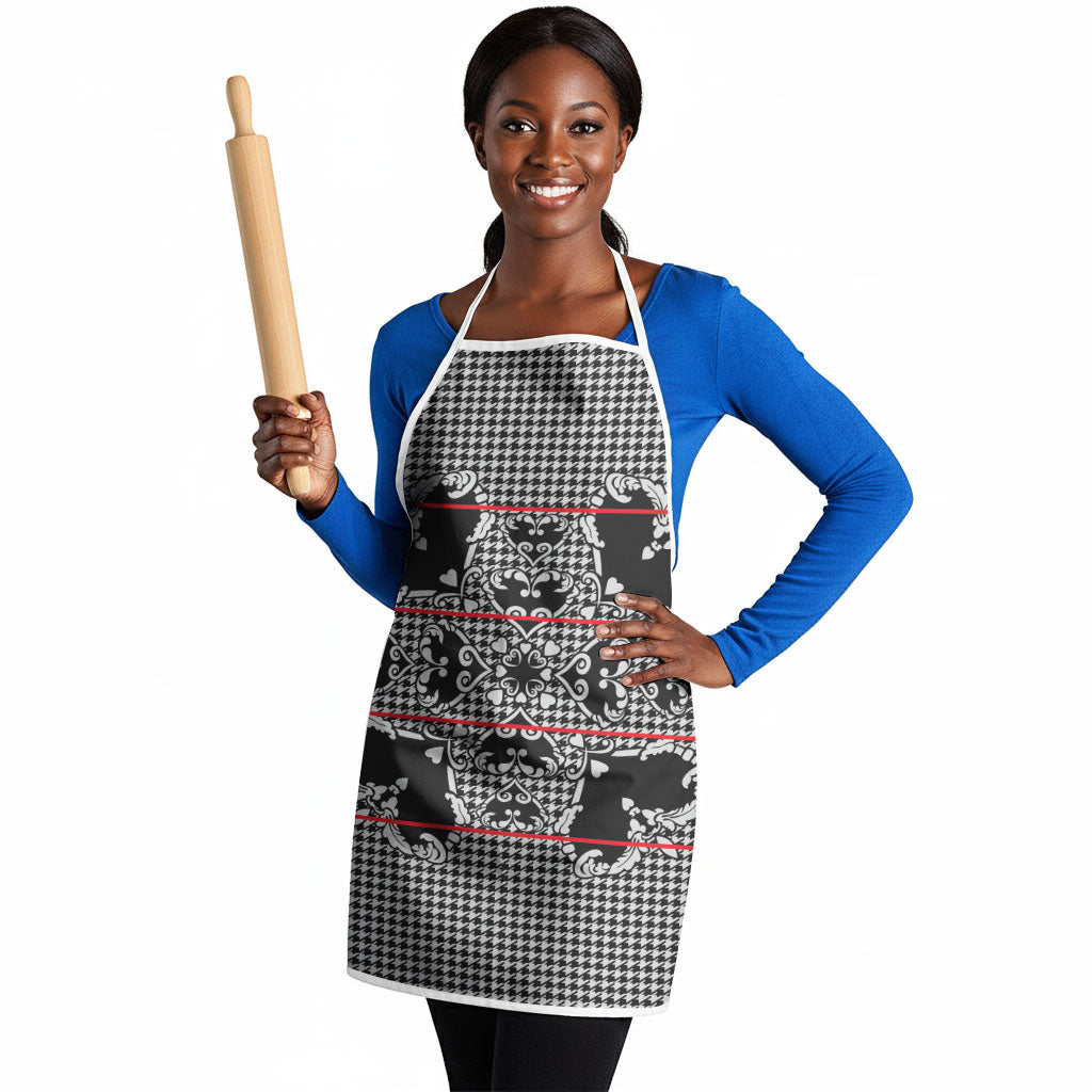 Charcoal Black Hearts Crown Traditional Geometry Apron Seanamarena Basotho Blanket Inspired