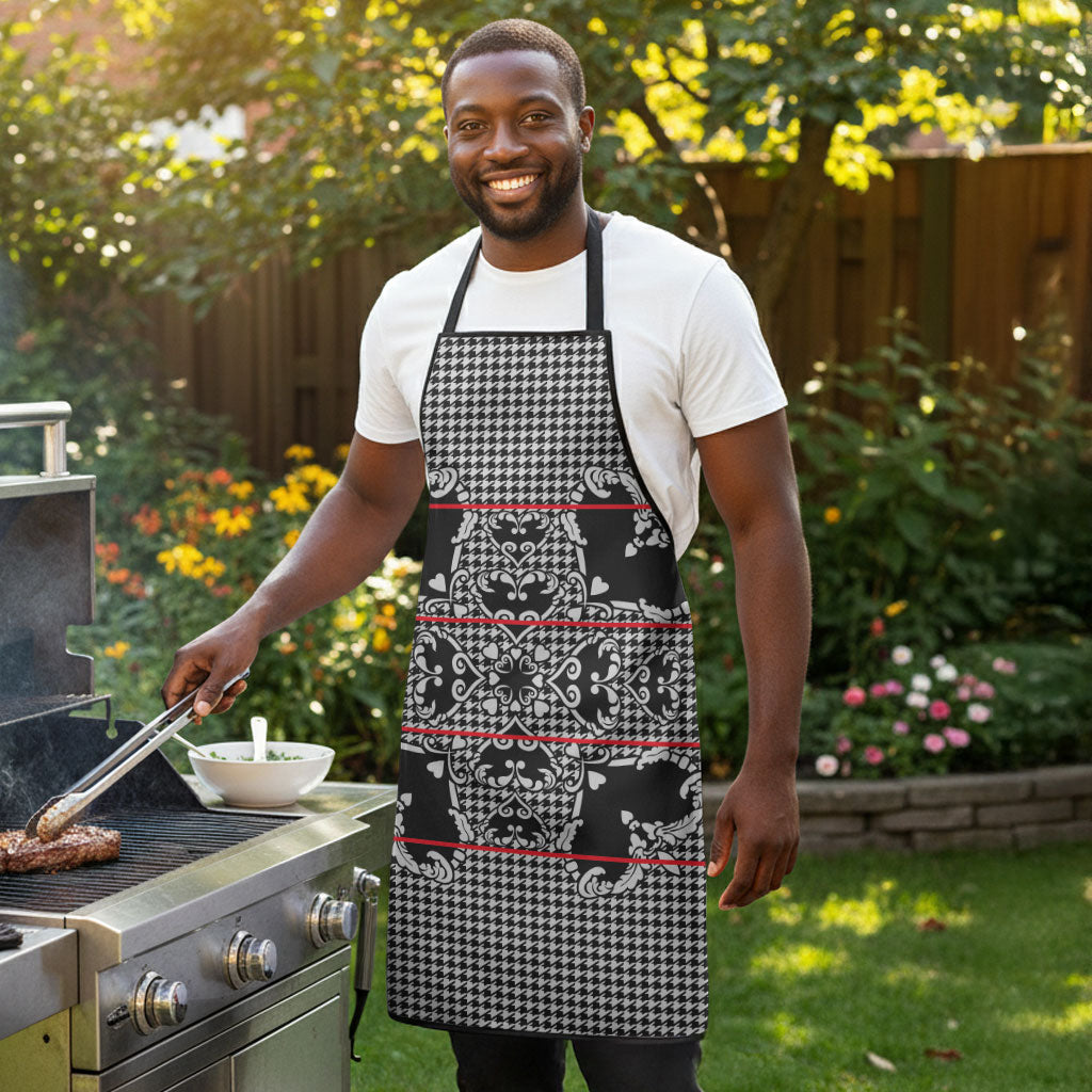 Charcoal Black Hearts Crown Traditional Geometry Apron Seanamarena Basotho Blanket Inspired