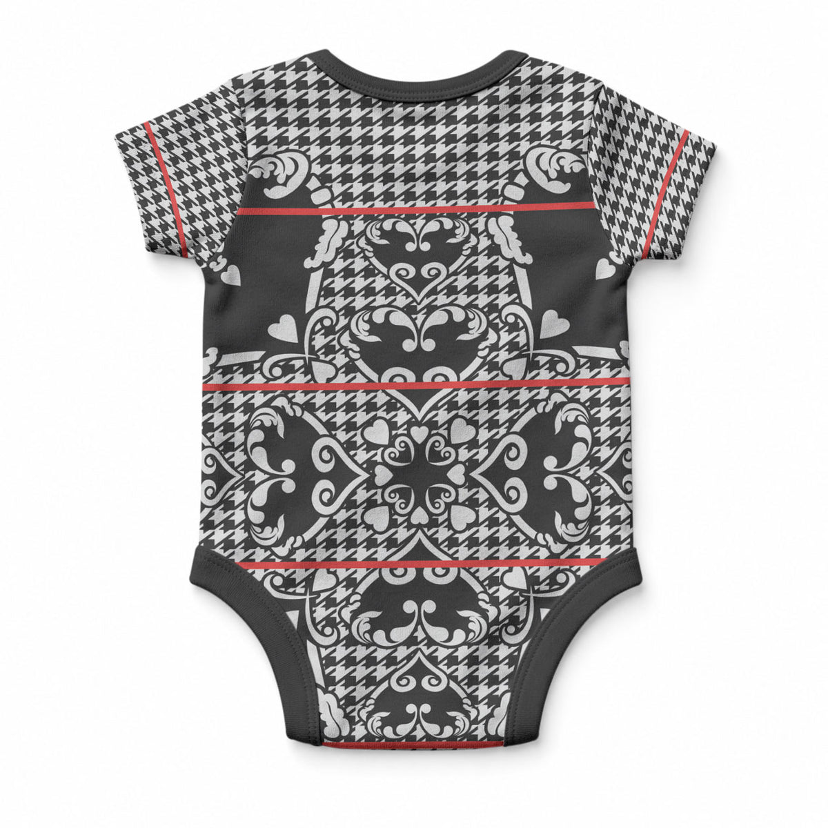 Charcoal Black Hearts Crown Traditional Geometry Baby Onesie Seanamarena Basotho Blanket Inspired