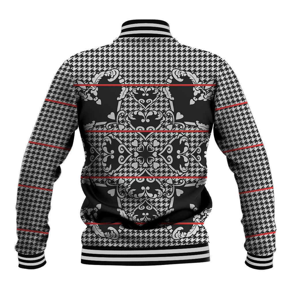 Charcoal Black Hearts Crown Traditional Geometry Baseball Jacket Seanamarena Basotho Blanket Inspired