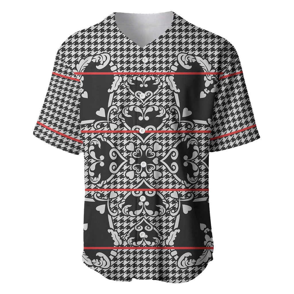 Charcoal Black Hearts Crown Traditional Geometry Baseball Jersey Seanamarena Basotho Blanket Inspired