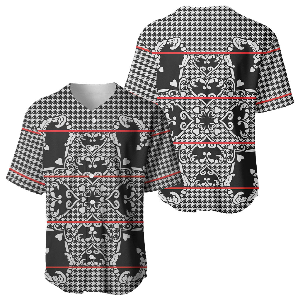 Charcoal Black Hearts Crown Traditional Geometry Baseball Jersey Seanamarena Basotho Blanket Inspired