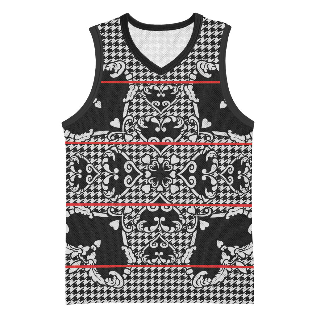 Charcoal Black Hearts Crown Traditional Geometry Basketball Jersey Seanamarena Basotho Blanket Inspired