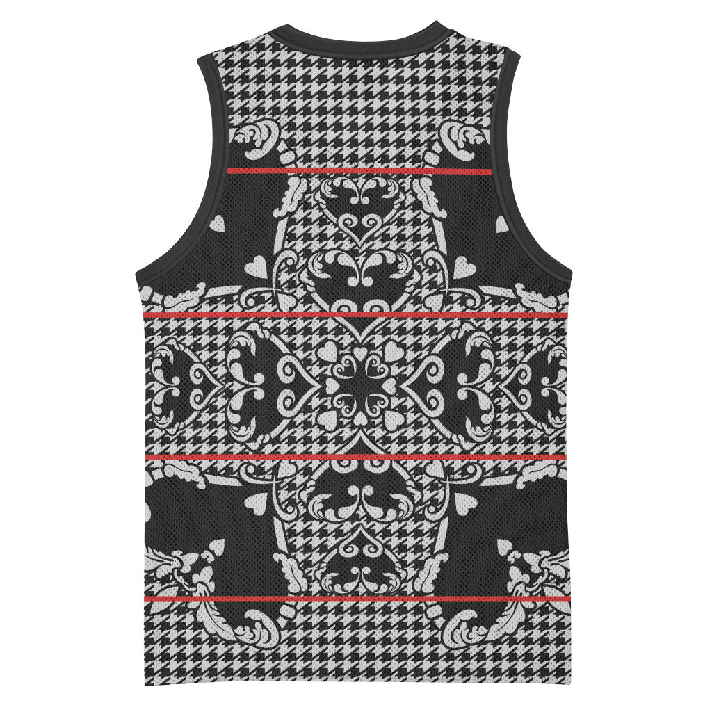 Charcoal Black Hearts Crown Traditional Geometry Basketball Jersey Seanamarena Basotho Blanket Inspired