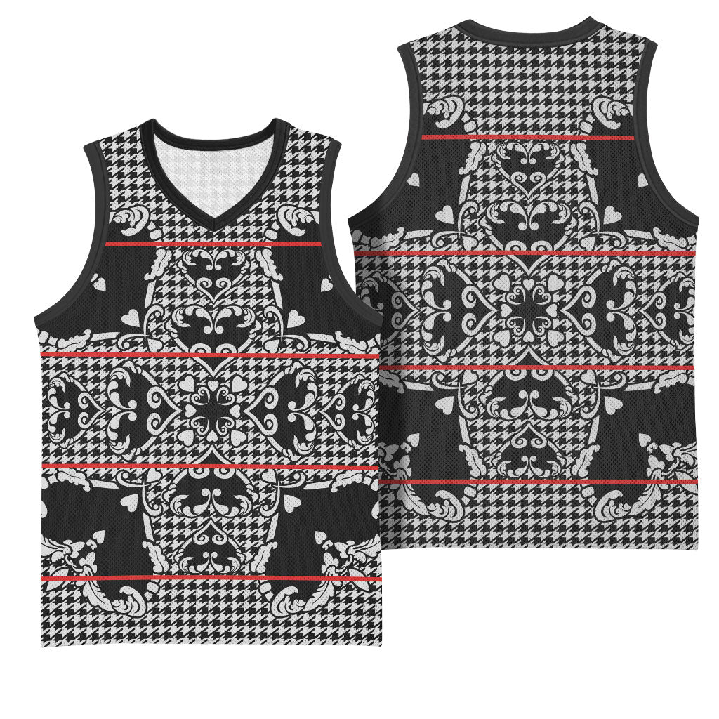 Charcoal Black Hearts Crown Traditional Geometry Basketball Jersey Seanamarena Basotho Blanket Inspired