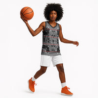 Charcoal Black Hearts Crown Traditional Geometry Basketball Jersey Seanamarena Basotho Blanket Inspired