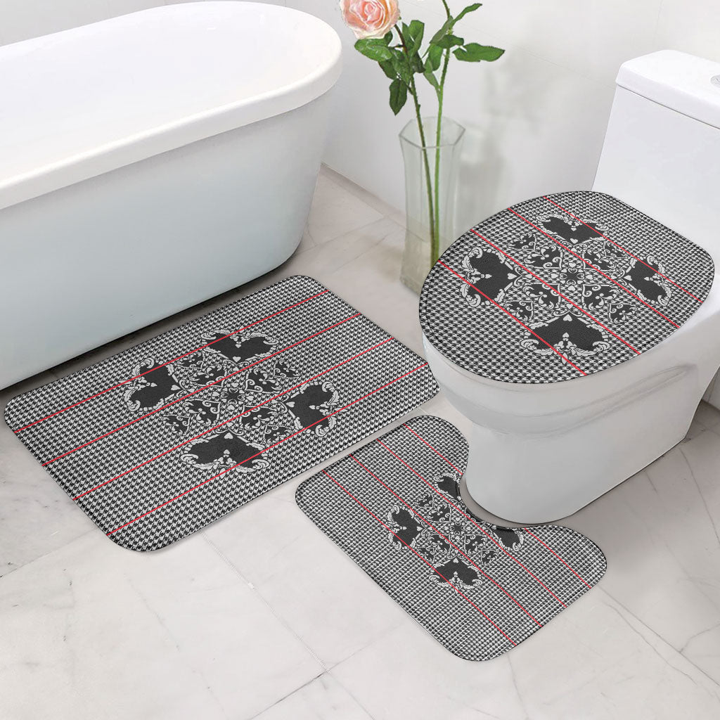 Charcoal Black Hearts Crown Traditional Geometry Bathroom Set Seanamarena Basotho Blanket Inspired