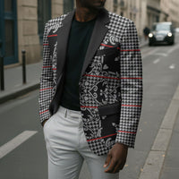 Charcoal Black Hearts Crown Traditional Geometry Blazer Seanamarena Basotho Blanket Inspired