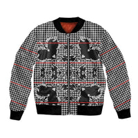 Charcoal Black Hearts Crown Traditional Geometry Bomber Jacket Seanamarena Basotho Blanket Inspired
