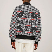 Charcoal Black Hearts Crown Traditional Geometry Bomber Jacket Seanamarena Basotho Blanket Inspired