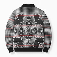 Charcoal Black Hearts Crown Traditional Geometry Bomber Puffer Jacket Seanamarena Basotho Blanket Inspired