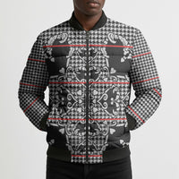 Charcoal Black Hearts Crown Traditional Geometry Bomber Puffer Jacket Seanamarena Basotho Blanket Inspired