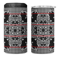 Charcoal Black Hearts Crown Traditional Geometry 4 in 1 Can Cooler Tumbler Seanamarena Basotho Blanket Inspired