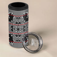 Charcoal Black Hearts Crown Traditional Geometry 4 in 1 Can Cooler Tumbler Seanamarena Basotho Blanket Inspired