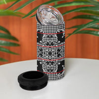 Charcoal Black Hearts Crown Traditional Geometry 4 in 1 Can Cooler Tumbler Seanamarena Basotho Blanket Inspired
