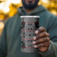 Charcoal Black Hearts Crown Traditional Geometry 4 in 1 Can Cooler Tumbler Seanamarena Basotho Blanket Inspired