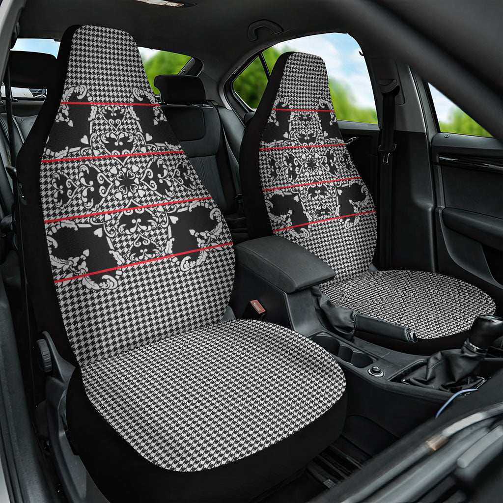 Charcoal Black Hearts Crown Traditional Geometry Car Seat Cover Seanamarena Basotho Blanket Inspired