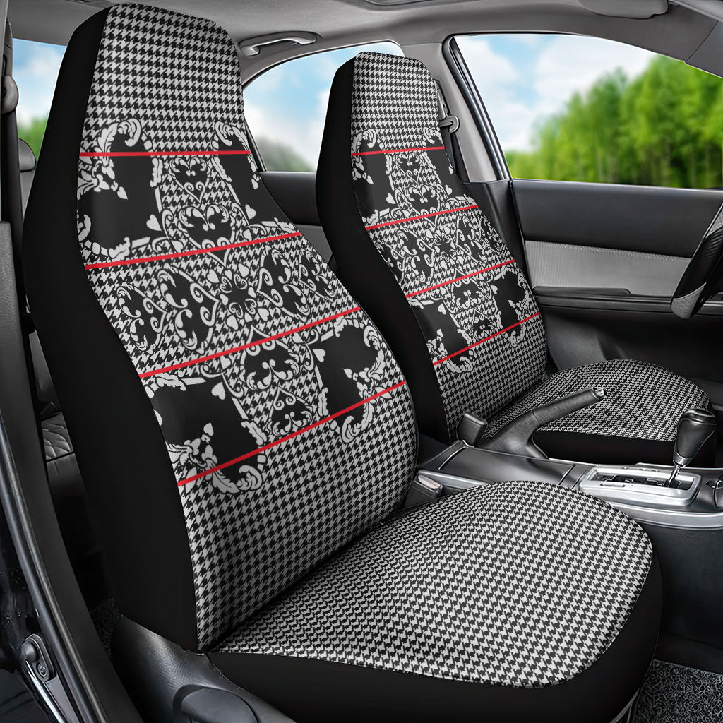 Charcoal Black Hearts Crown Traditional Geometry Car Seat Cover Seanamarena Basotho Blanket Inspired