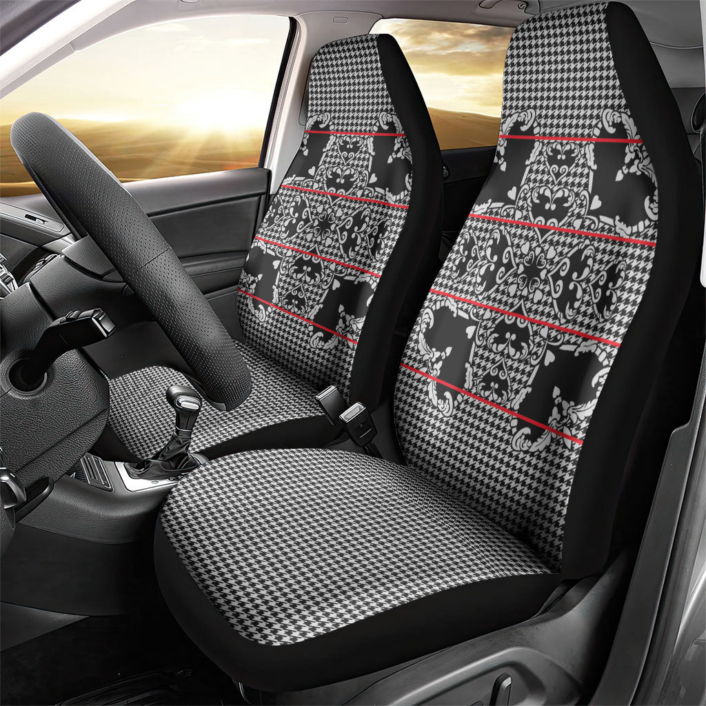 Charcoal Black Hearts Crown Traditional Geometry Car Seat Cover Seanamarena Basotho Blanket Inspired