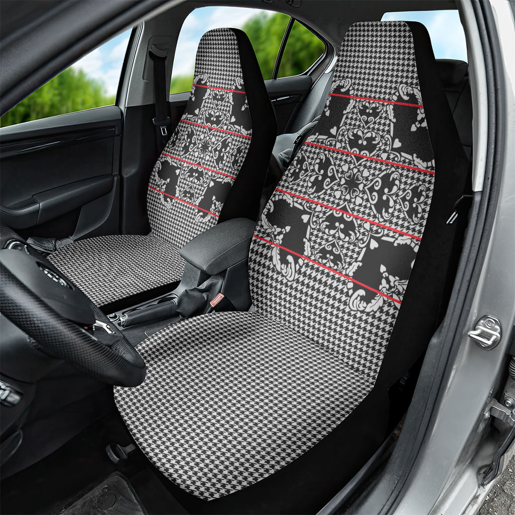 Charcoal Black Hearts Crown Traditional Geometry Car Seat Cover Seanamarena Basotho Blanket Inspired