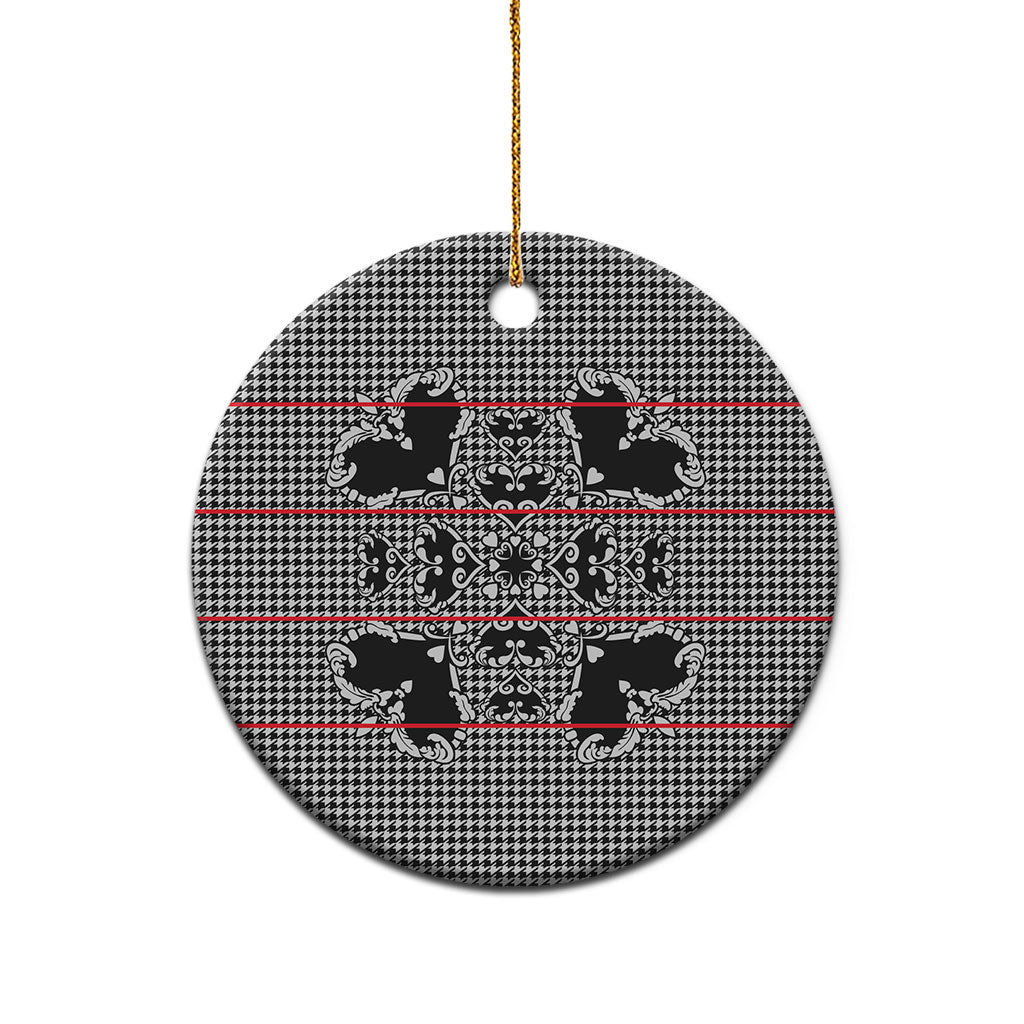 Charcoal Black Hearts Crown Traditional Geometry Ceramic Ornament Seanamarena Basotho Blanket Inspired