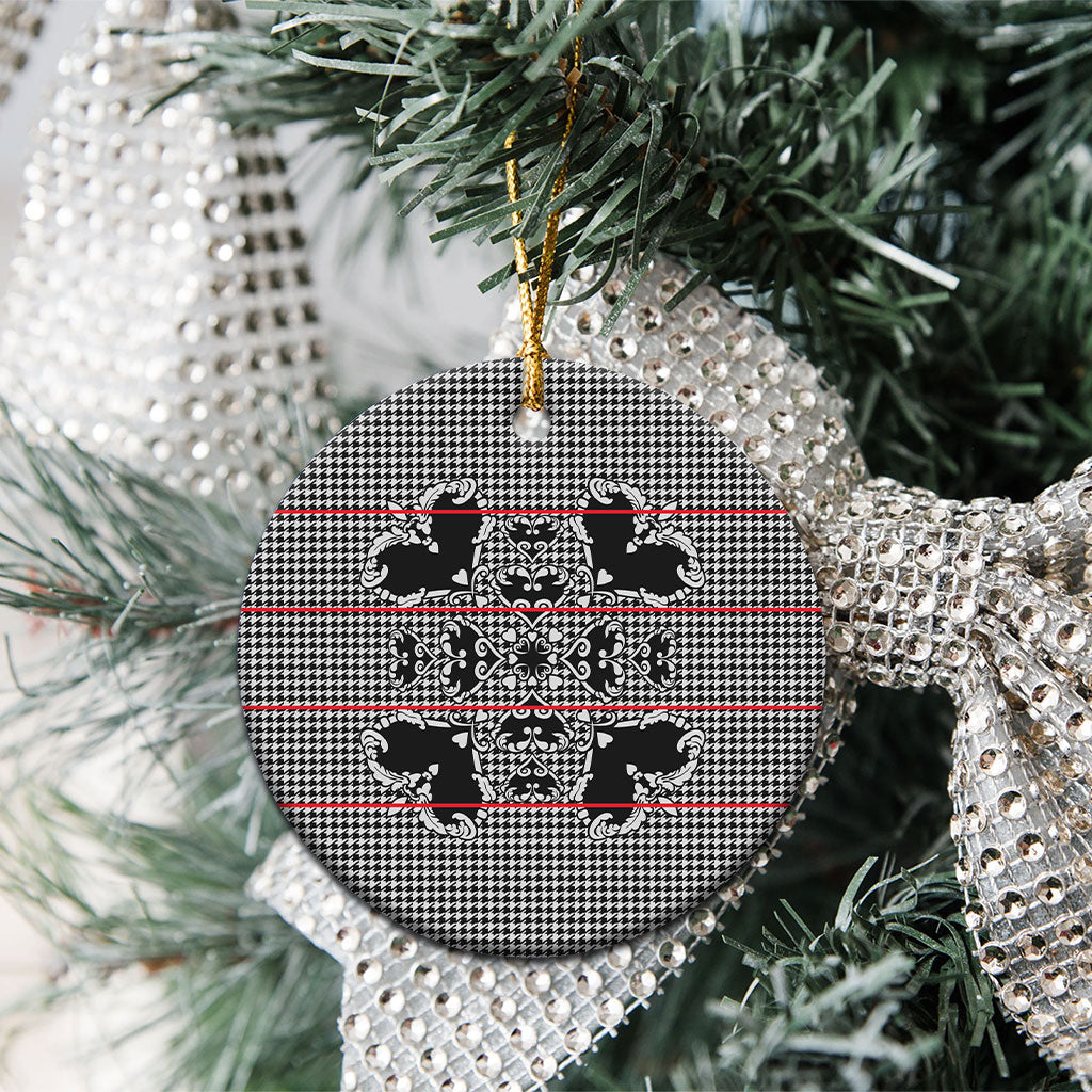 Charcoal Black Hearts Crown Traditional Geometry Ceramic Ornament Seanamarena Basotho Blanket Inspired