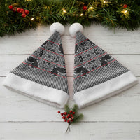Charcoal Black Hearts Crown Traditional Geometry Christmas Santa Hat Seanamarena Basotho Blanket Inspired