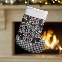 Charcoal Black Hearts Crown Traditional Geometry Christmas Stocking Seanamarena Basotho Blanket Inspired