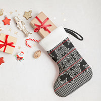 Charcoal Black Hearts Crown Traditional Geometry Christmas Stocking Seanamarena Basotho Blanket Inspired