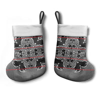 Charcoal Black Hearts Crown Traditional Geometry Christmas Stocking Seanamarena Basotho Blanket Inspired