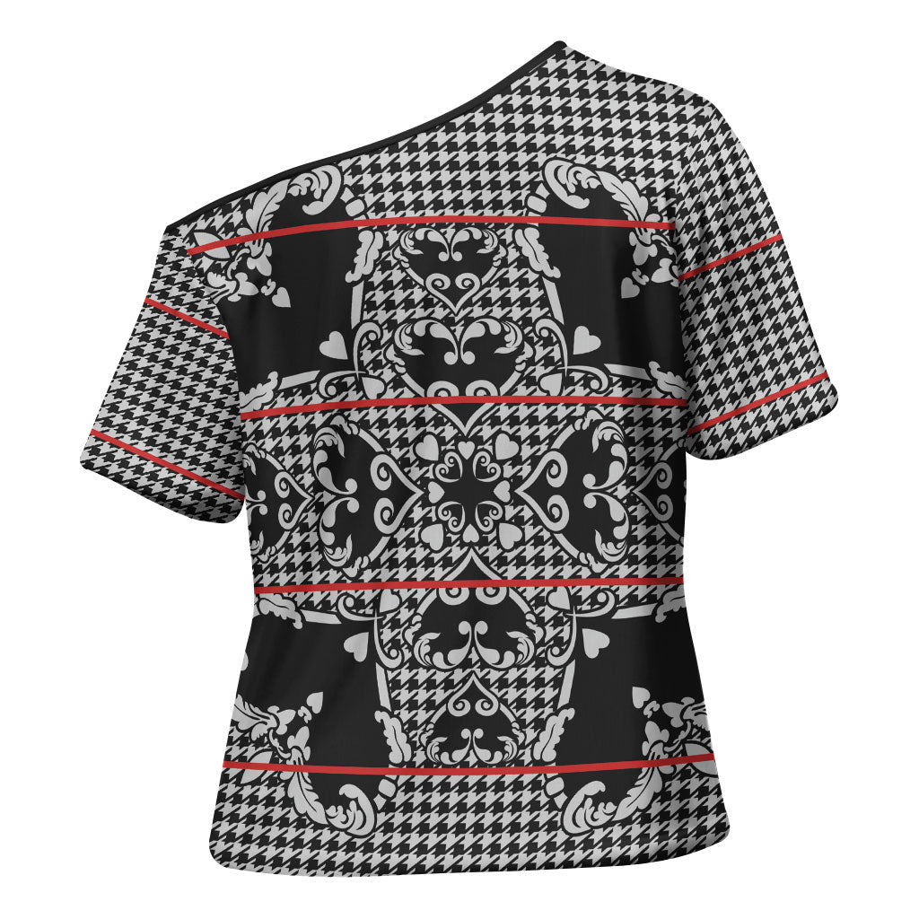 Charcoal Black Hearts Crown Traditional Geometry Cross Shoulder Shirt Seanamarena Basotho Blanket Inspired