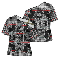 Charcoal Black Hearts Crown Traditional Geometry Cross Shoulder Shirt Seanamarena Basotho Blanket Inspired