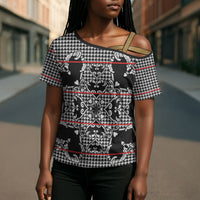 Charcoal Black Hearts Crown Traditional Geometry Cross Shoulder Shirt Seanamarena Basotho Blanket Inspired