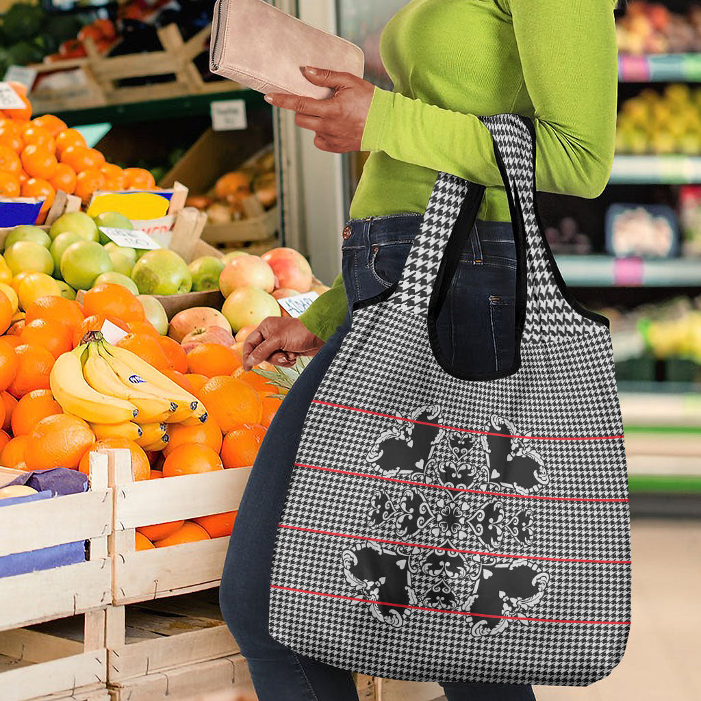 Charcoal Black Hearts Crown Traditional Geometry Grocery Bag Seanamarena Basotho Blanket Inspired