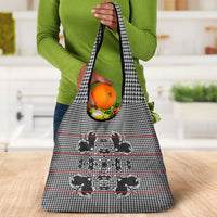 Charcoal Black Hearts Crown Traditional Geometry Grocery Bag Seanamarena Basotho Blanket Inspired
