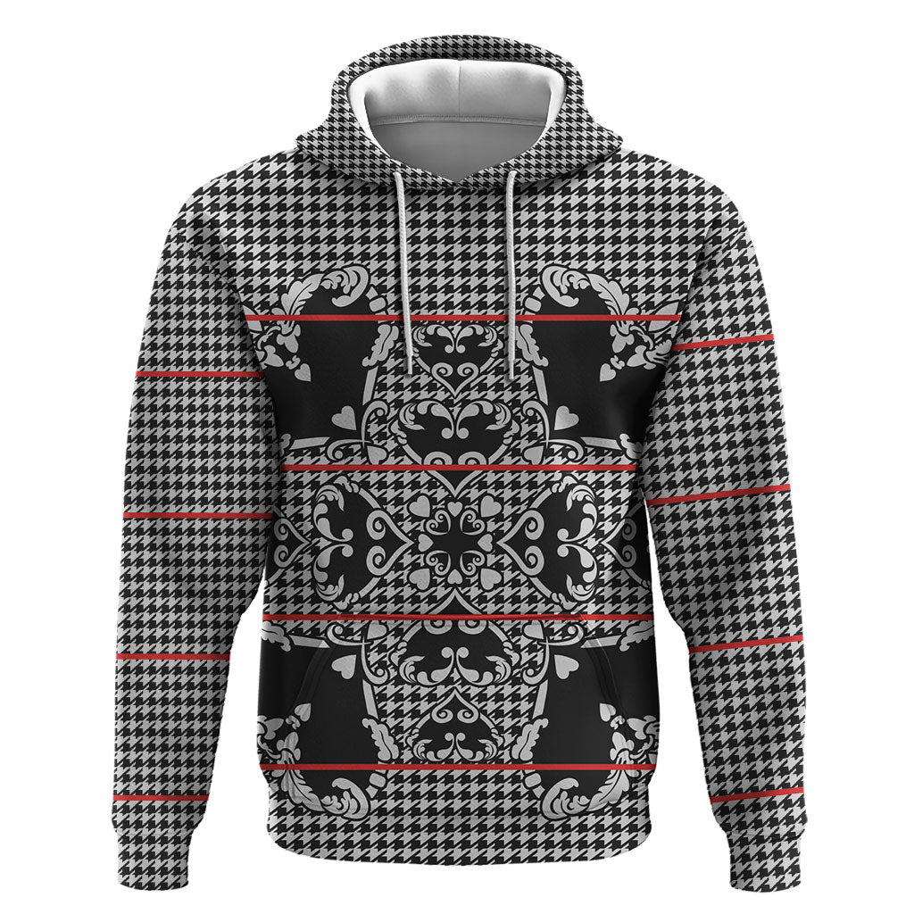 Charcoal Black Hearts Crown Traditional Geometry Hoodie Seanamarena Basotho Blanket Inspired